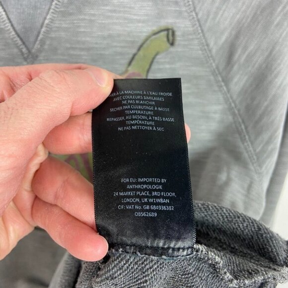 Anthropologie Saturday Sunday Lets Go Bananas Sweatshirt Grey Size XS Crew Neck - Picture 9 of 14